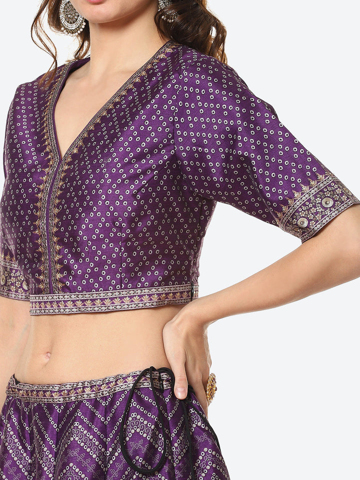 Printed Choli With Lehenga &amp; Net Dupatta