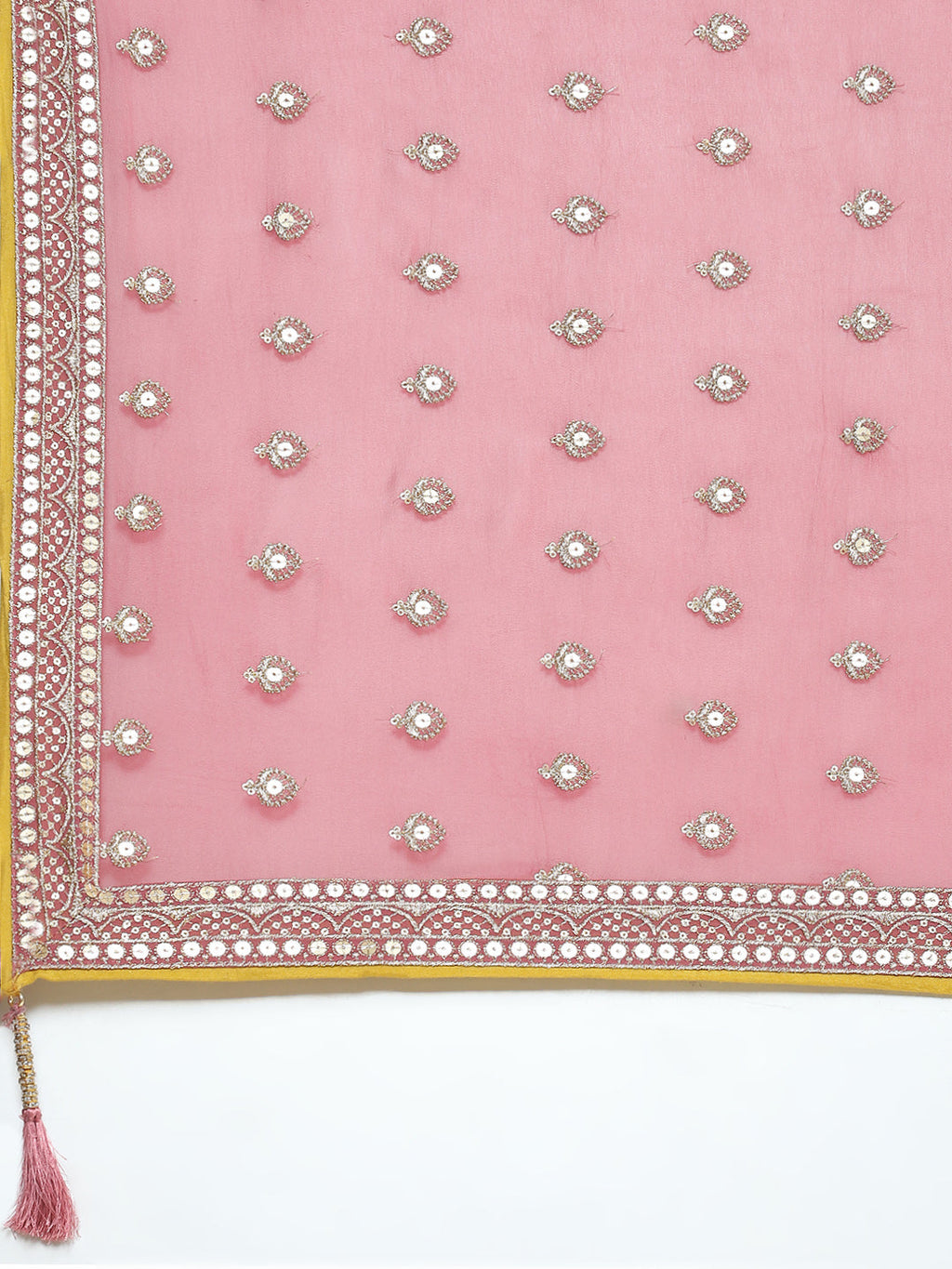 Zari Embroidered Georgette Kurta With Churidar & Dupatta
