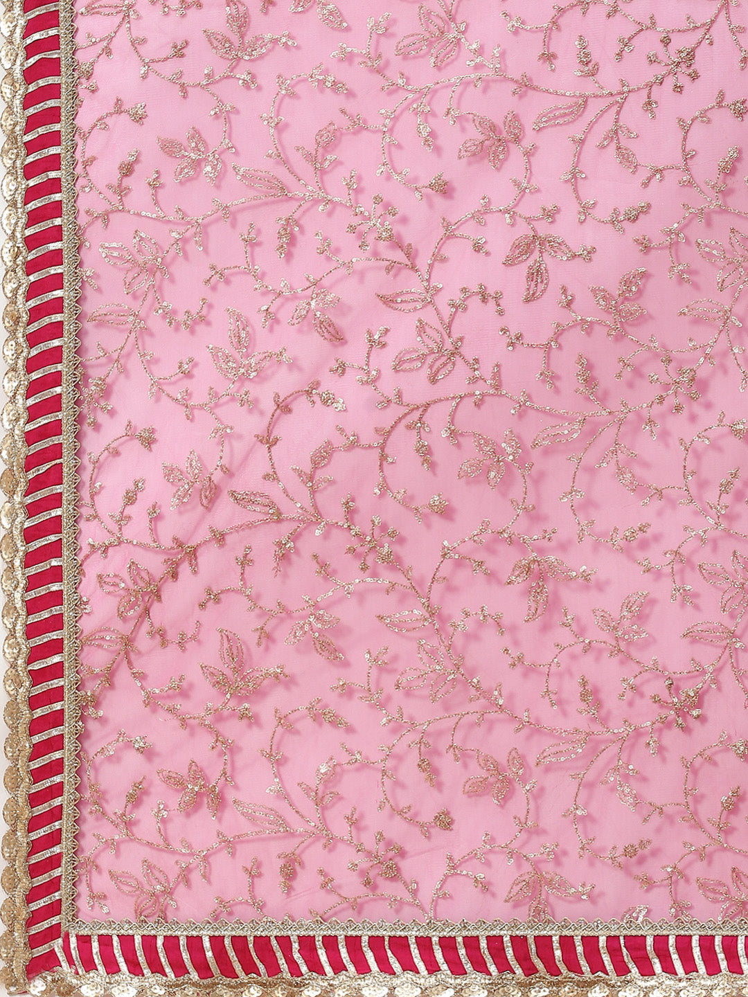 Zari Jaal Chanderi Anarkali Kurta With Churidar &amp; Dupatta