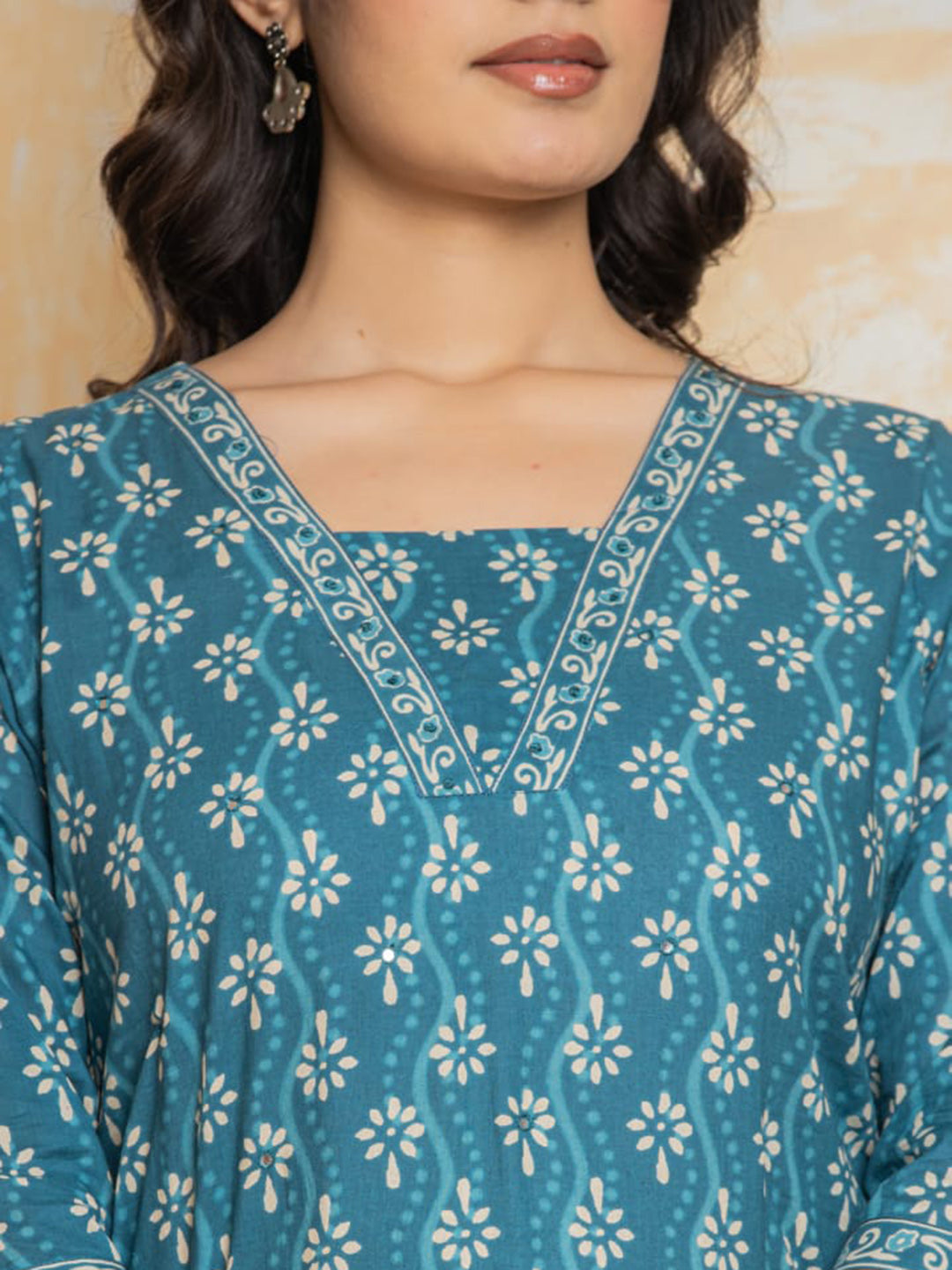 Light Blue Embroidered Cotton Blend Straight Suit Set With Dupatta