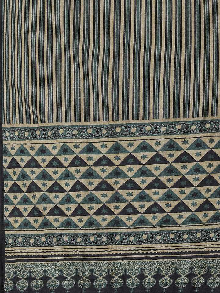Printed Tussar Kurta with Pants &amp; Dupatta