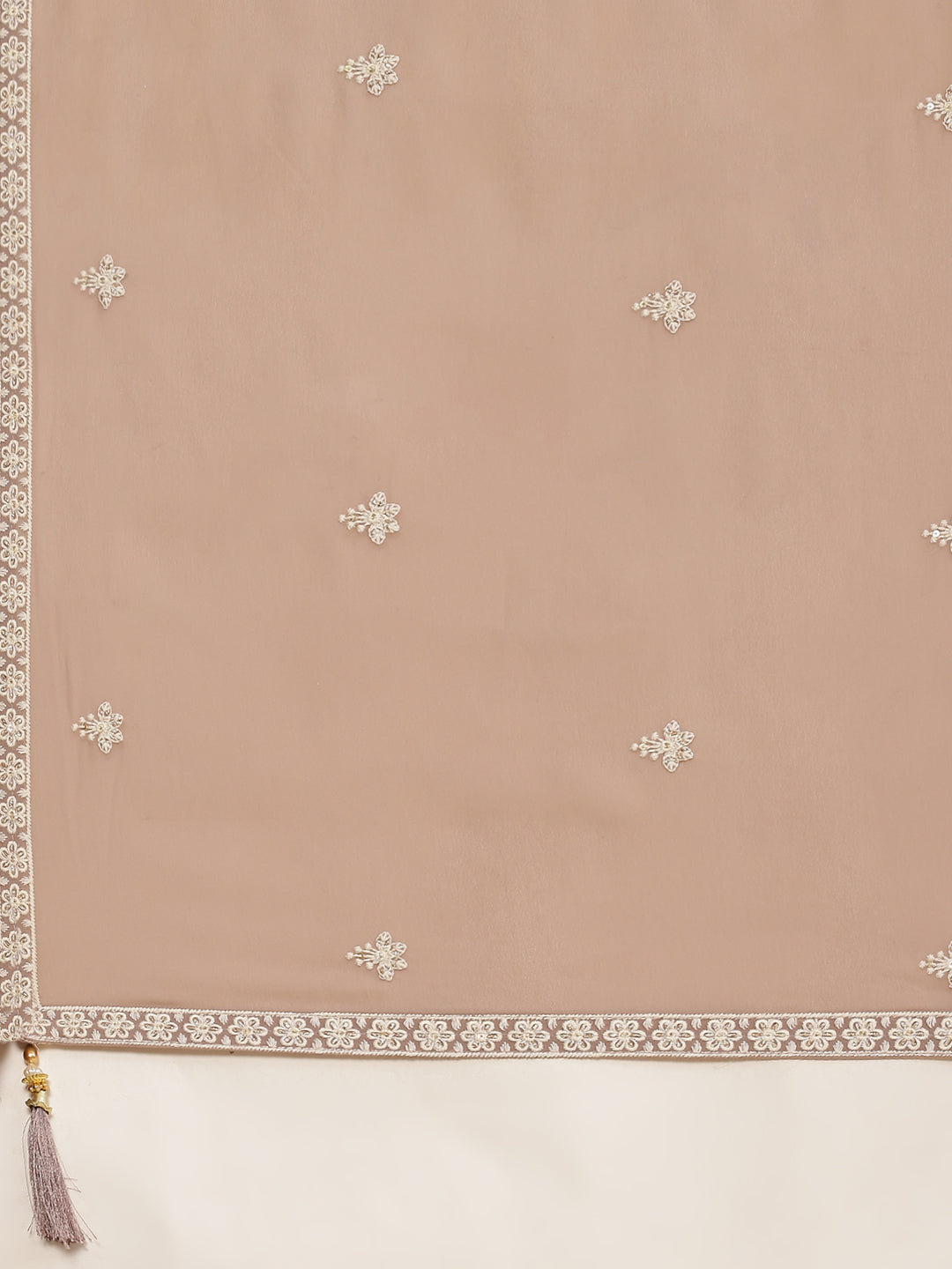 Resham Embroidered Booti Georgette Kurta With Palazzo &amp; Dupatta