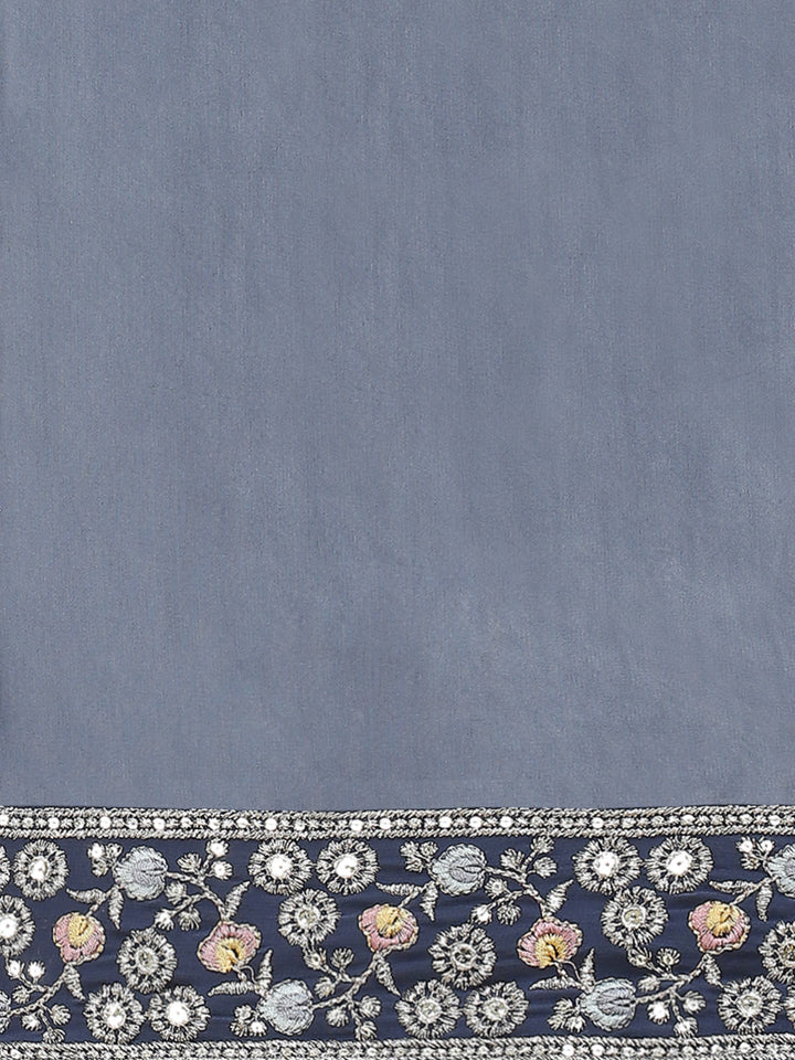 Resham Sequin Embroidery Georgette Kurta With Sharara &amp; Dupatta