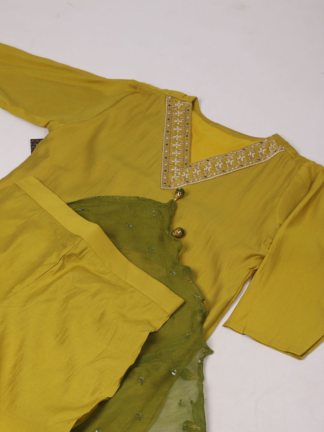 Embroidery Work Chanderi Kurta With Pant