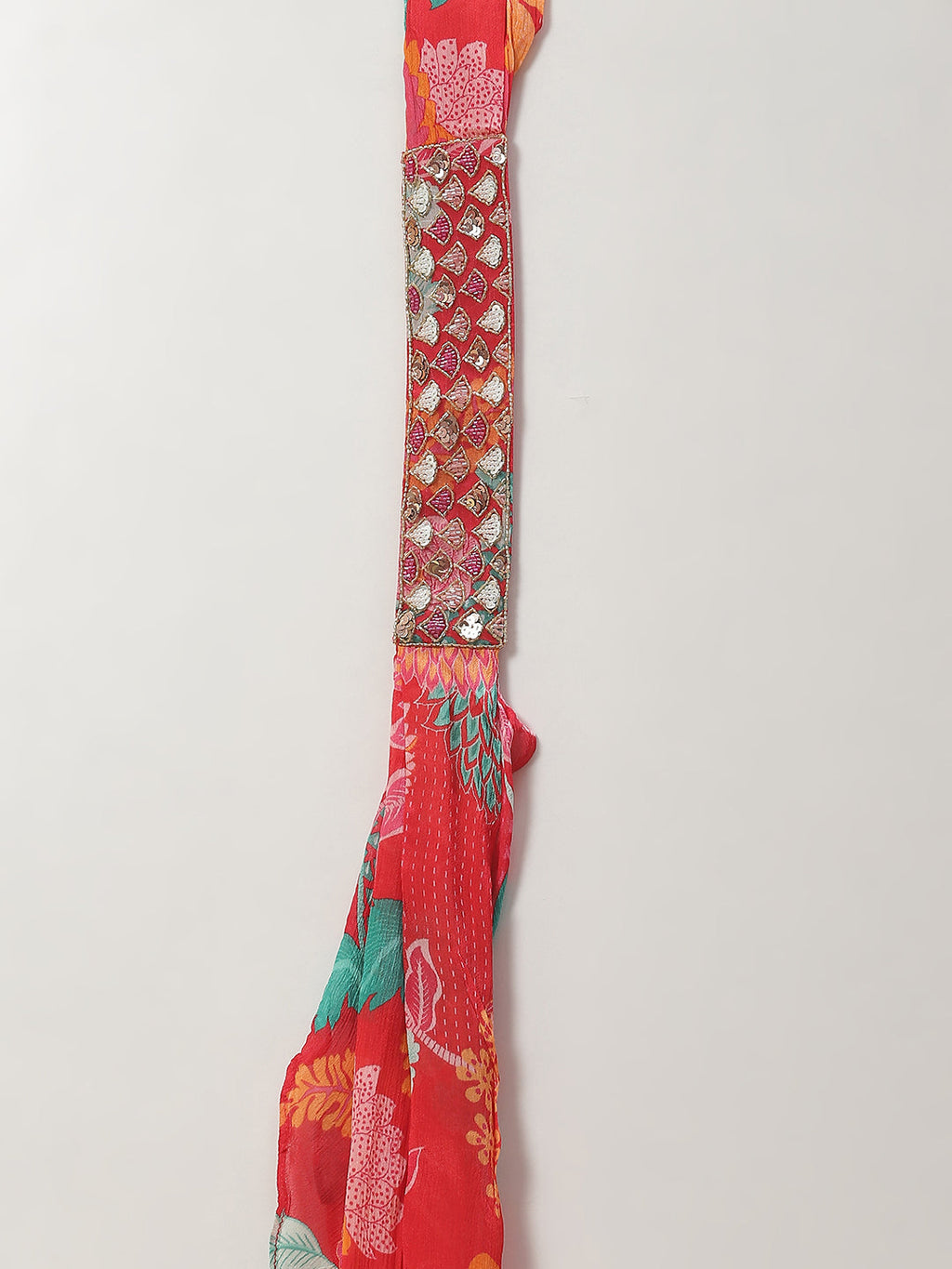 Floral Printed Crepe Crop Top With Palazzo & Dupatta
