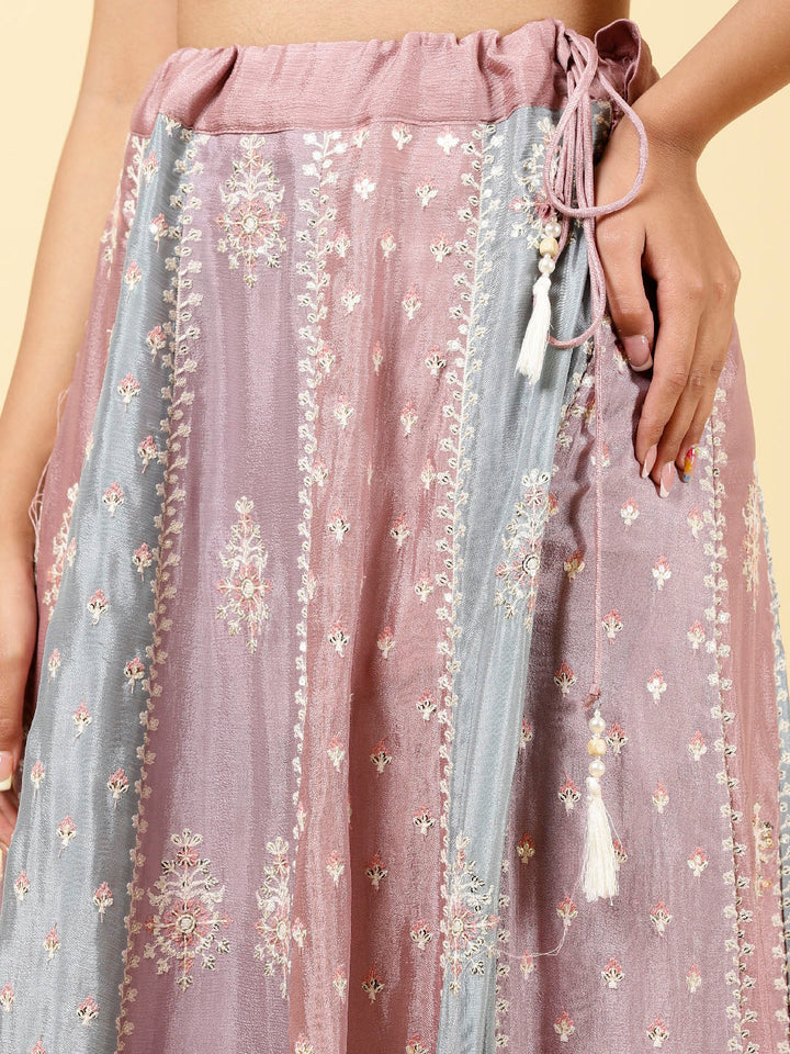 Sequin Embroidered Crepe Choli With Lehenga &amp; Dupatta