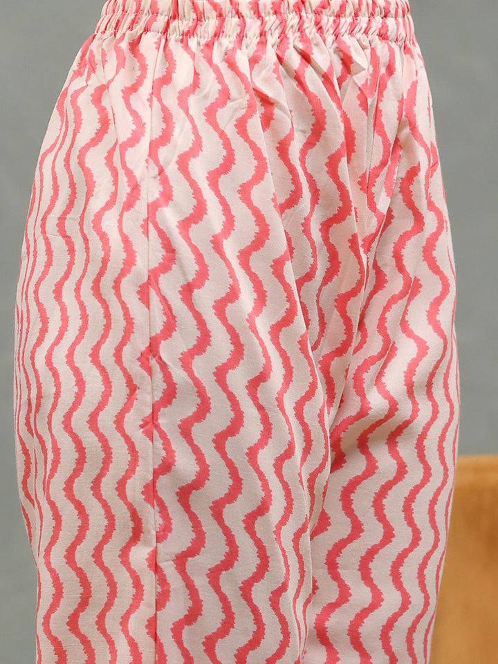 Printed Cotton Blend Kurta With Pants &amp; Dupatta