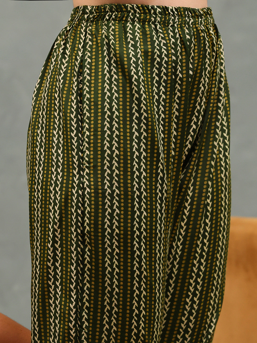 Printed Cotton Blend Kurta With Pants &amp; Dupatta