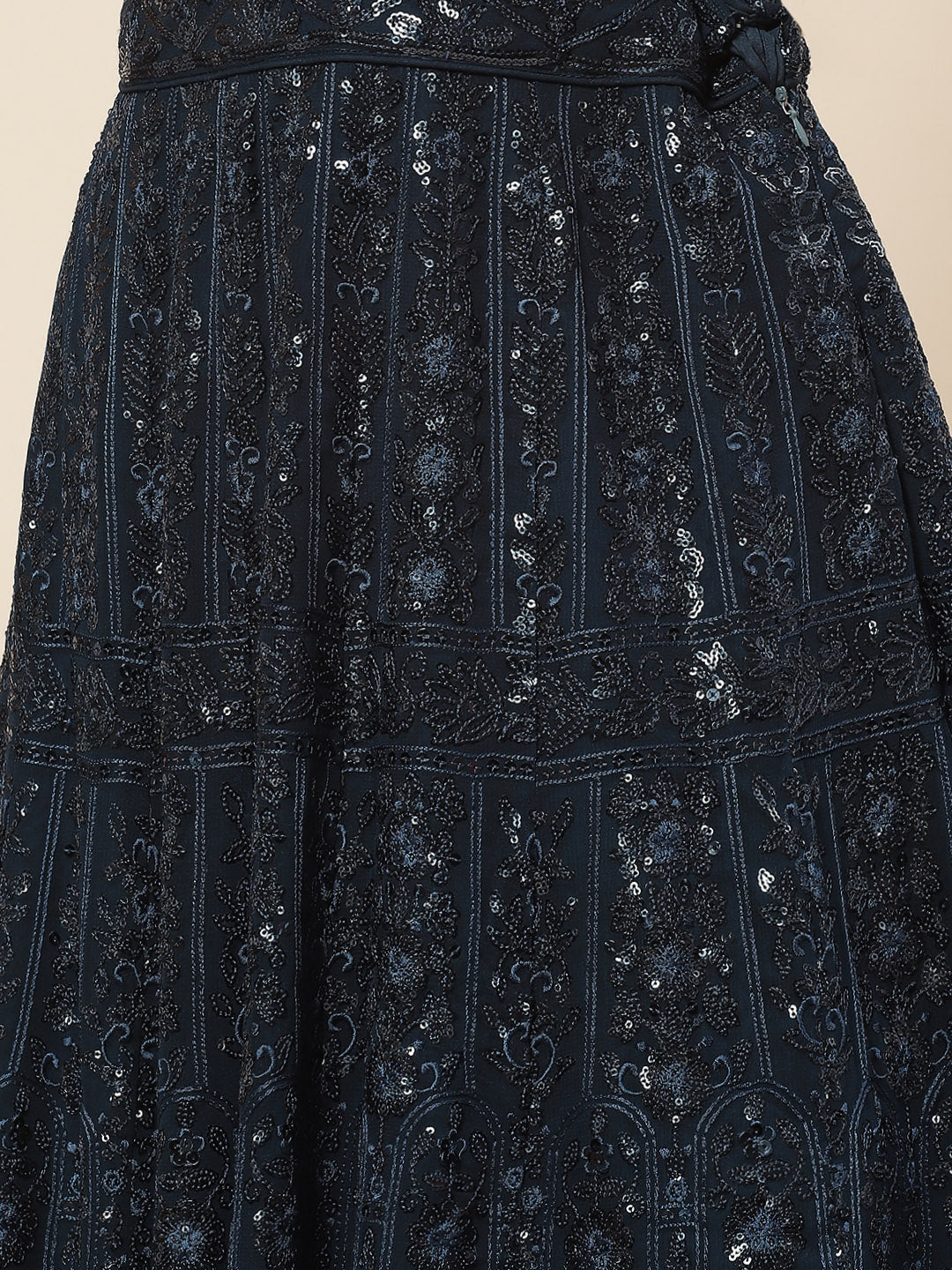 Sequin Embroidered Georgette Choli With Lehenga &amp; Dupatta