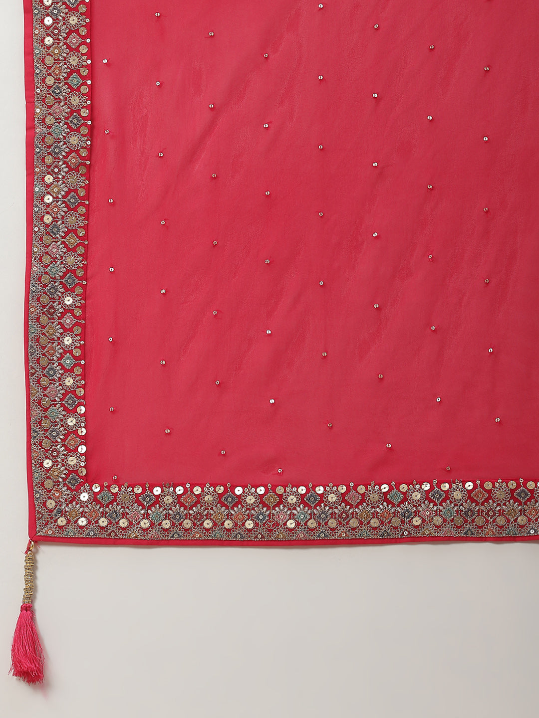 Resham Sequence Embroidered Georgette Anarkali Kurta With Churidar &amp; Dupatta