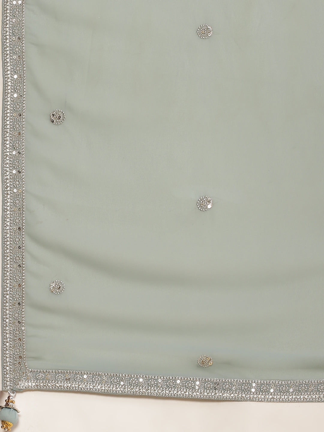 Sequin Embroidered Georgette Kurta With Palazzo &amp; Dupatta