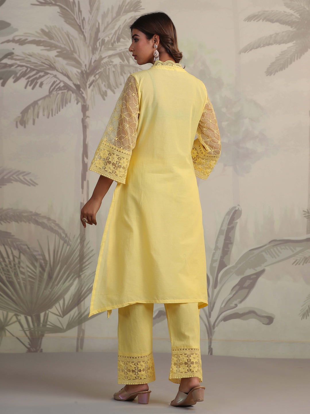 Schiffli Embroidery Kurta With Pants &amp; Dupatta