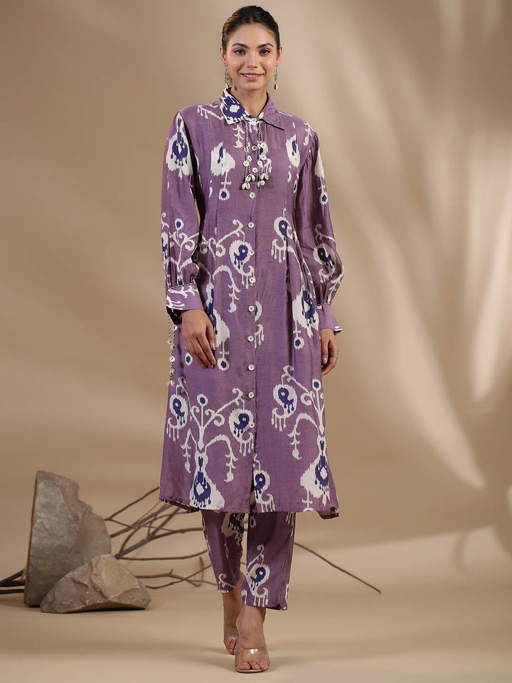 Floral Printed Muslin Kurta With Pants