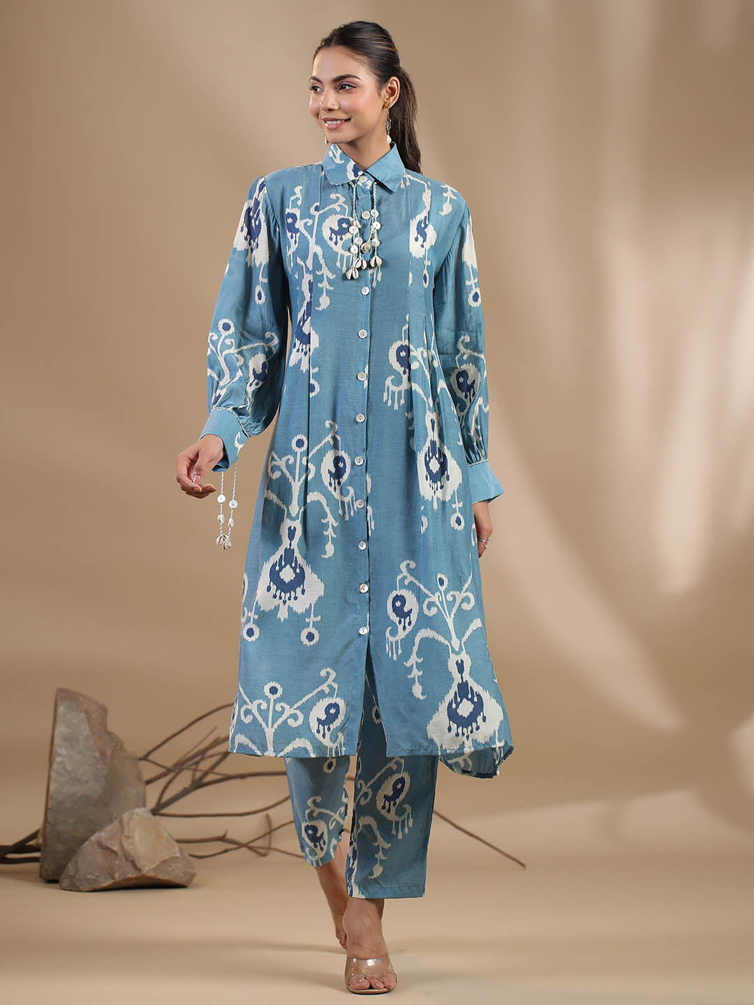 Floral Printed Muslin Kurta With Pants
