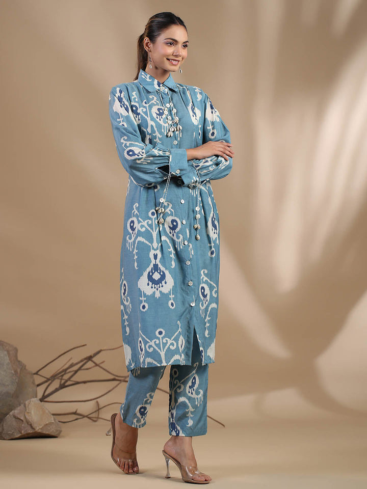 Floral Printed Muslin Kurta With Pants