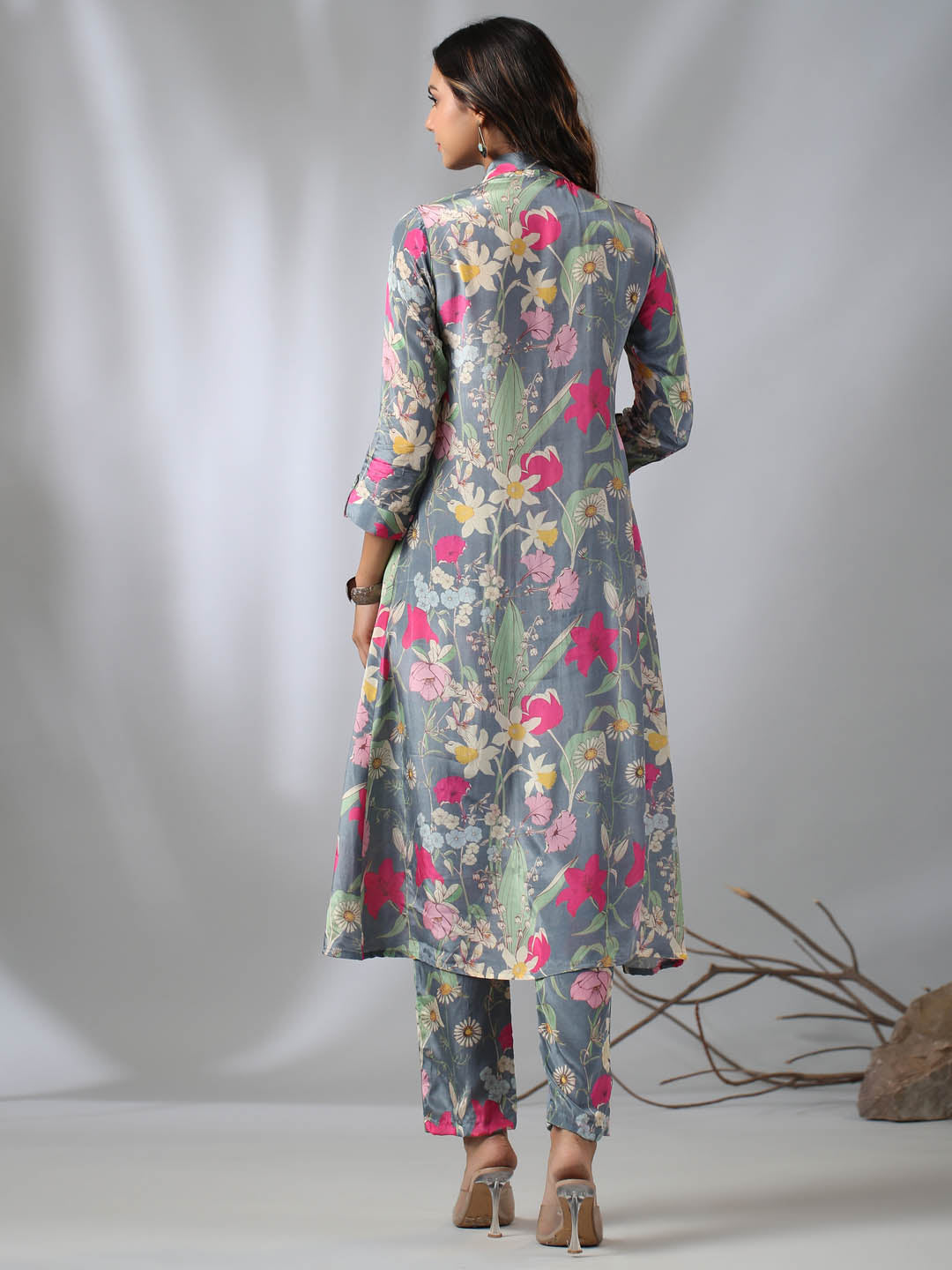 Floral Printed Crepe Kurta With Pants