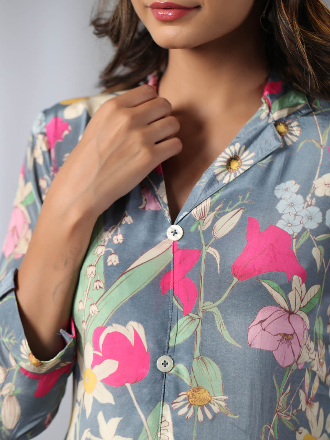 Floral Printed Crepe Kurta With Pants