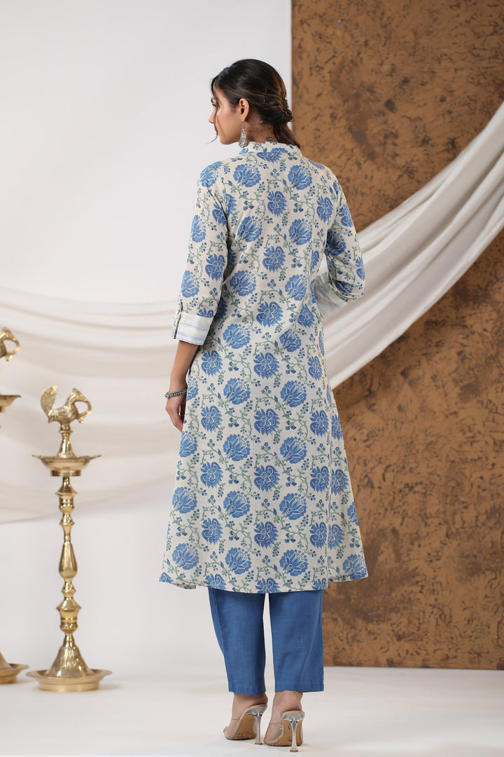 Floral Printed Cotton Kurta With Pants