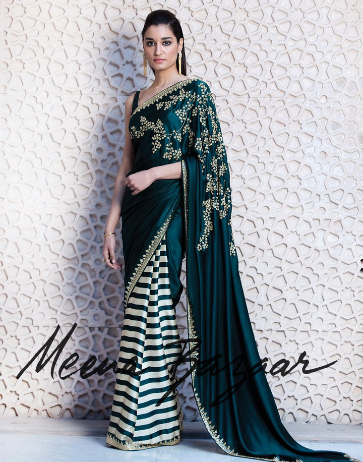 Embroidered Satin Saree