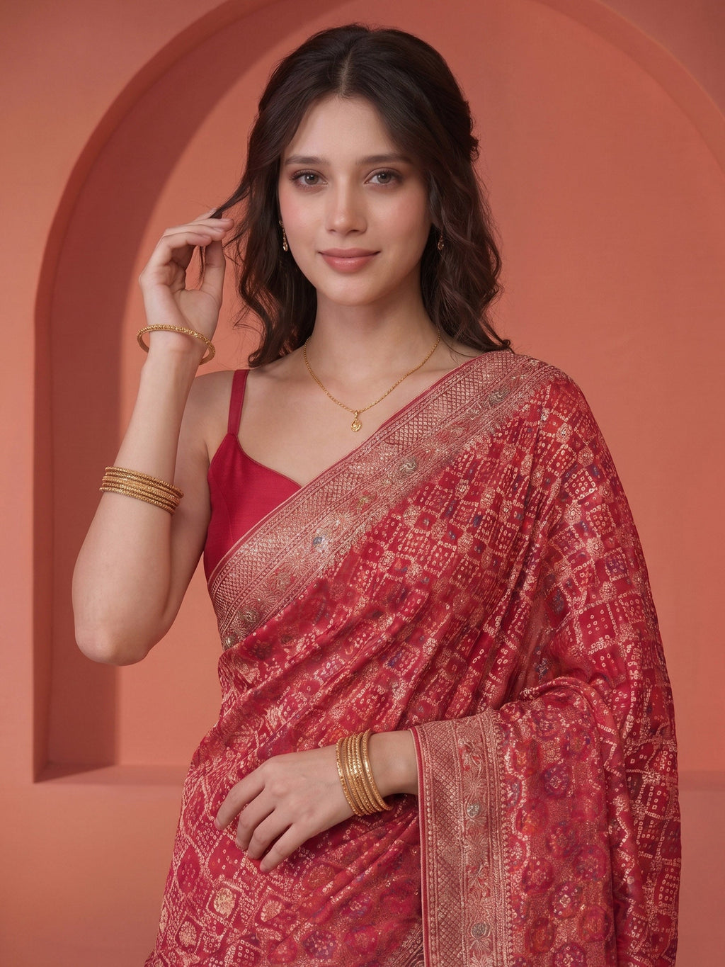 Rani Georgette Embroidered Saree