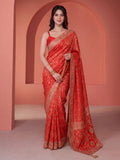 Red Georgette Embroidered Saree