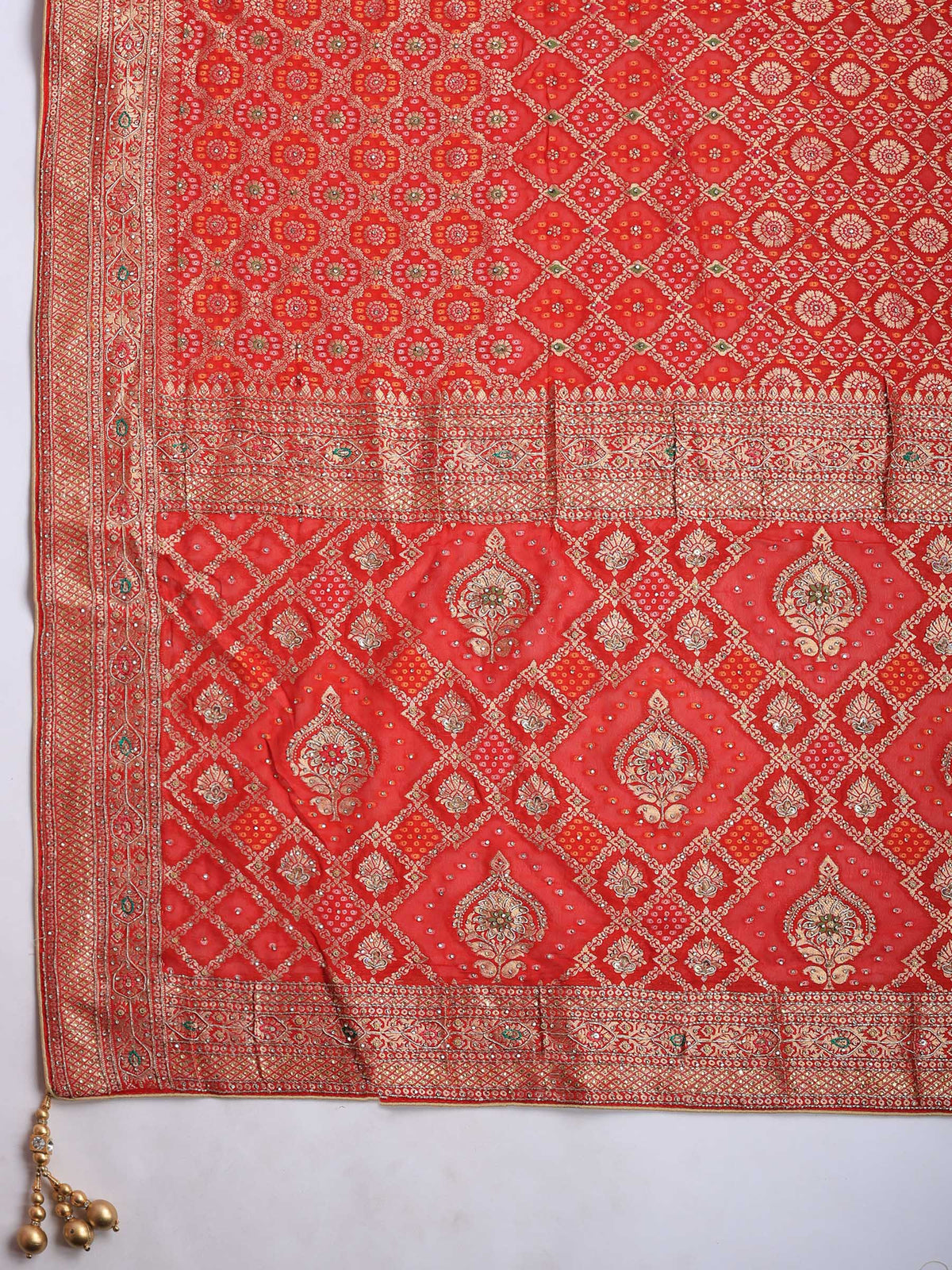 Red Georgette Embroidered Saree