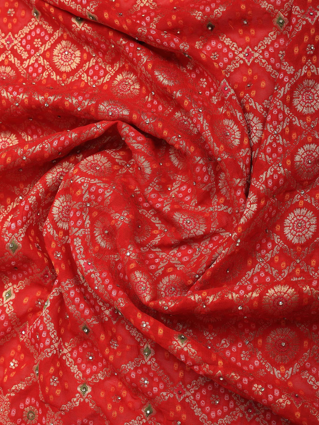 Red Georgette Embroidered Saree
