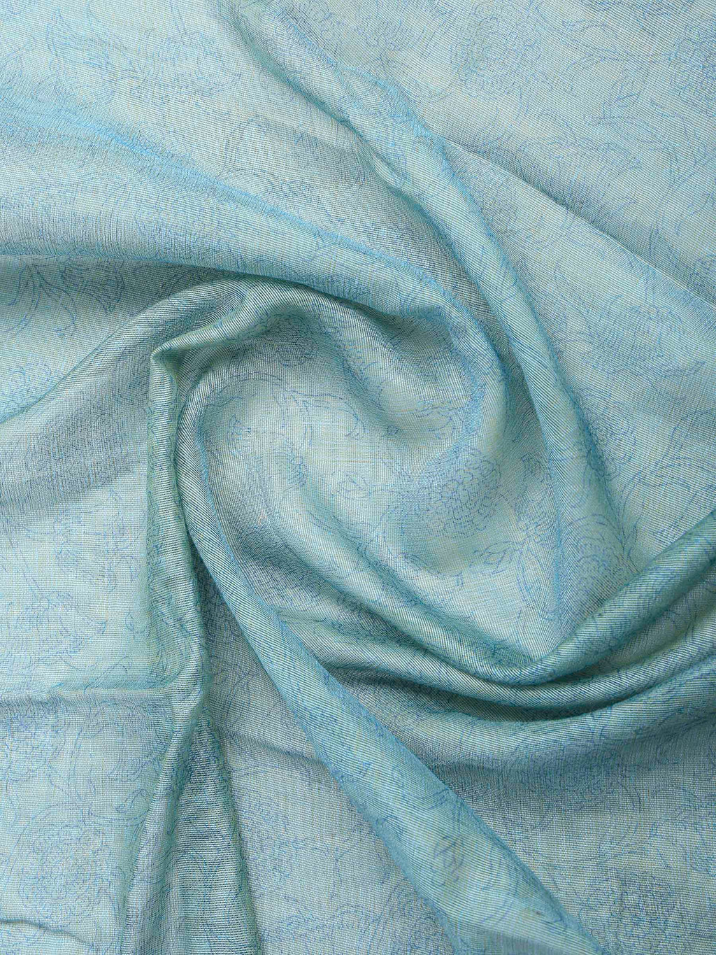 Blue Cotton Blend Printed Sarees