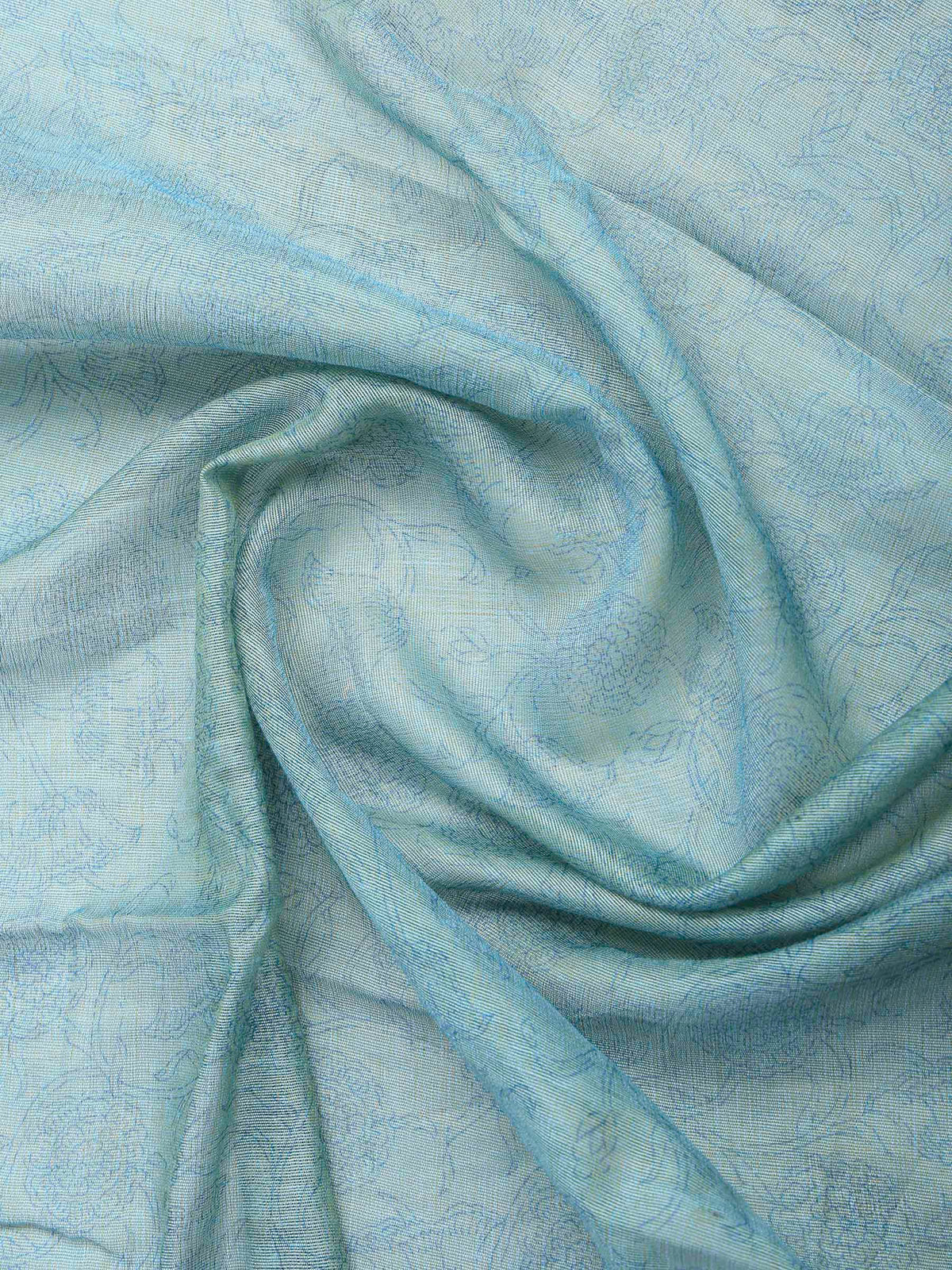 Blue Cotton Blend Printed Sarees