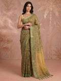 Mehndi Cotton Blend Printed Sarees