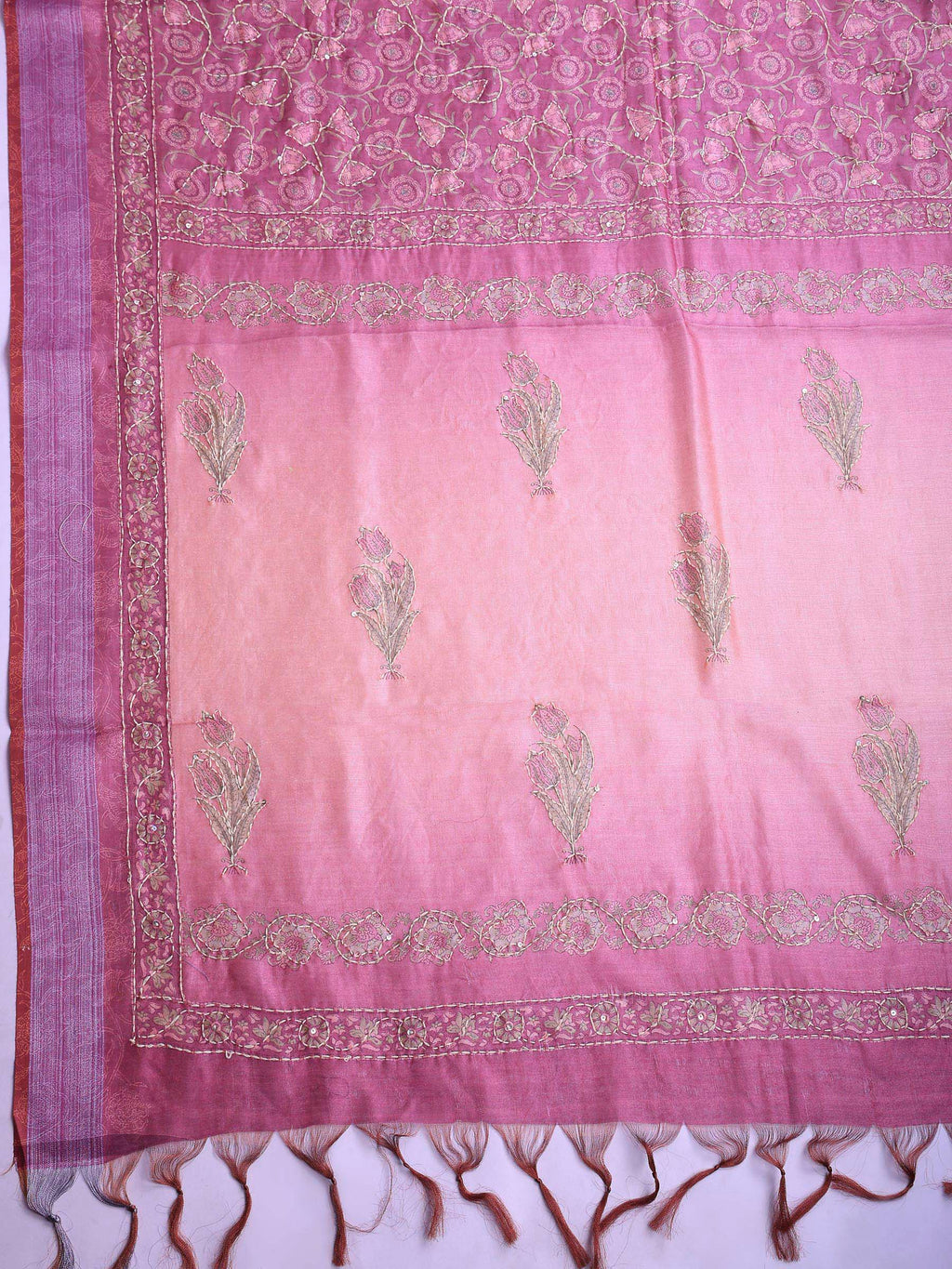 Pink Cotton Blend Printed Saree