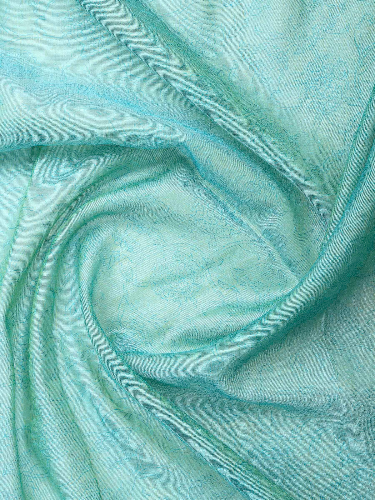 Rama Green Cotton Blend Printed Sarees