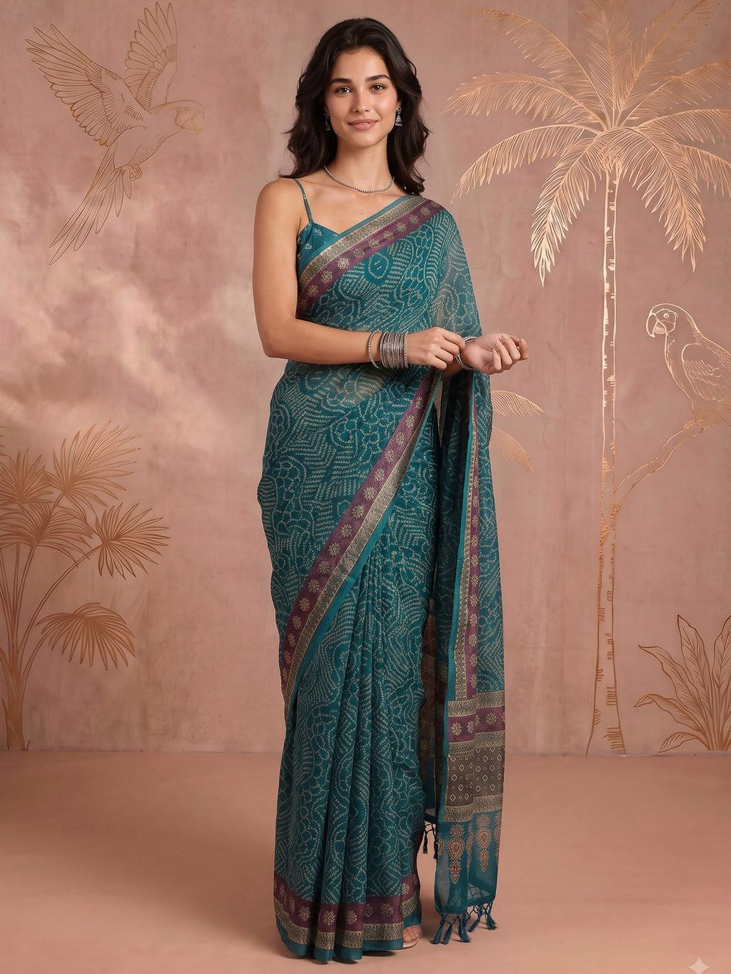 Firozee Cotton Blend Printed Sarees