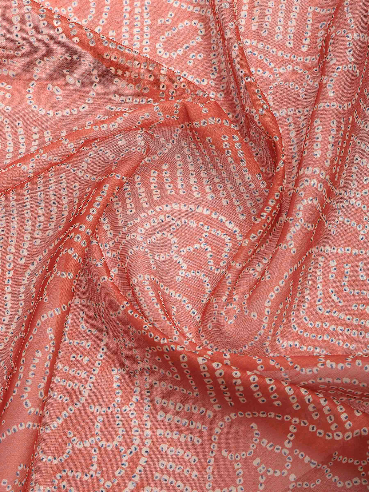 Peach Cotton Blend Printed Sarees