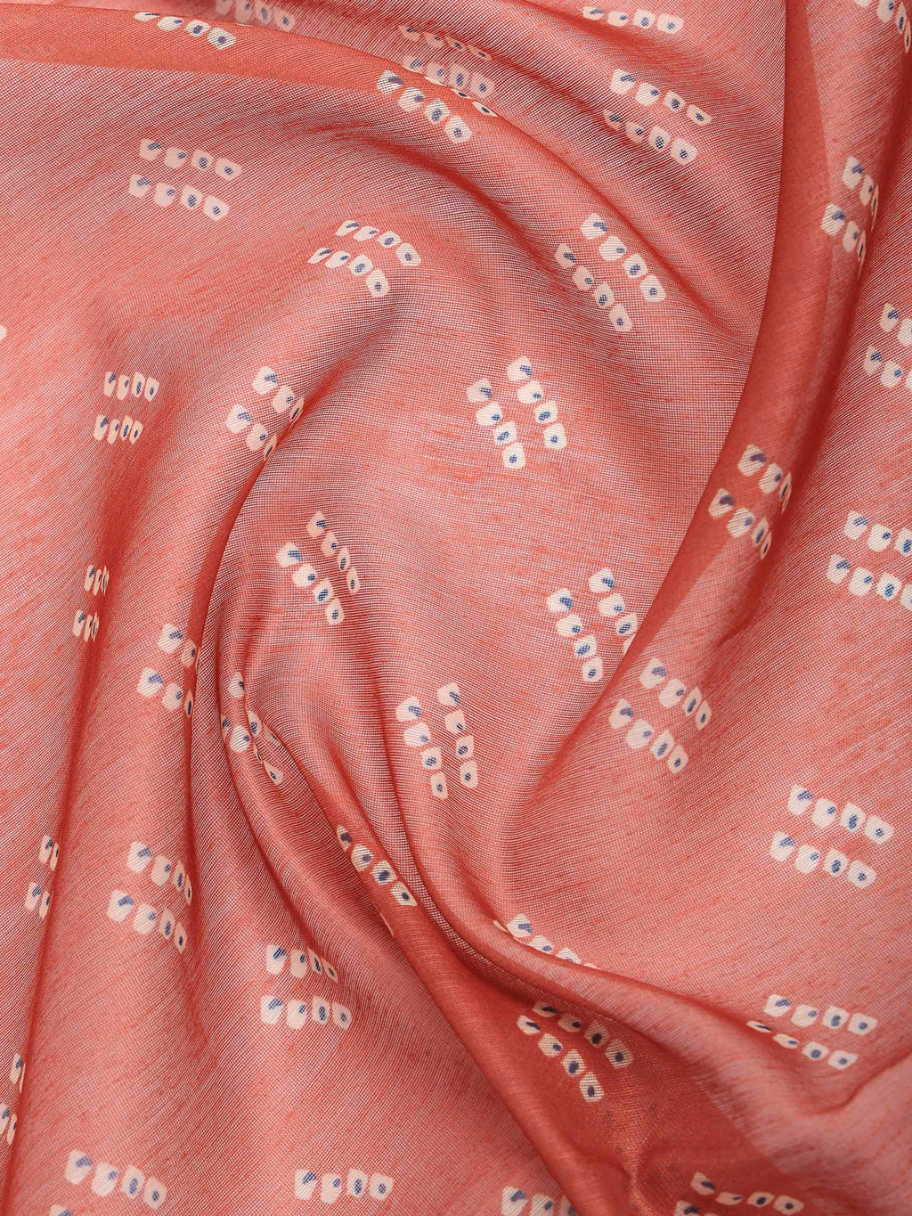 Peach Cotton Blend Printed Sarees