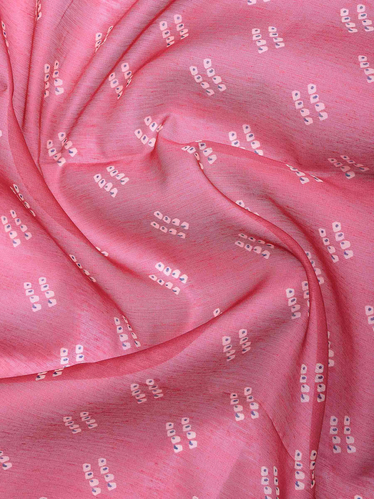 Pink Cotton Blend Printed Sarees