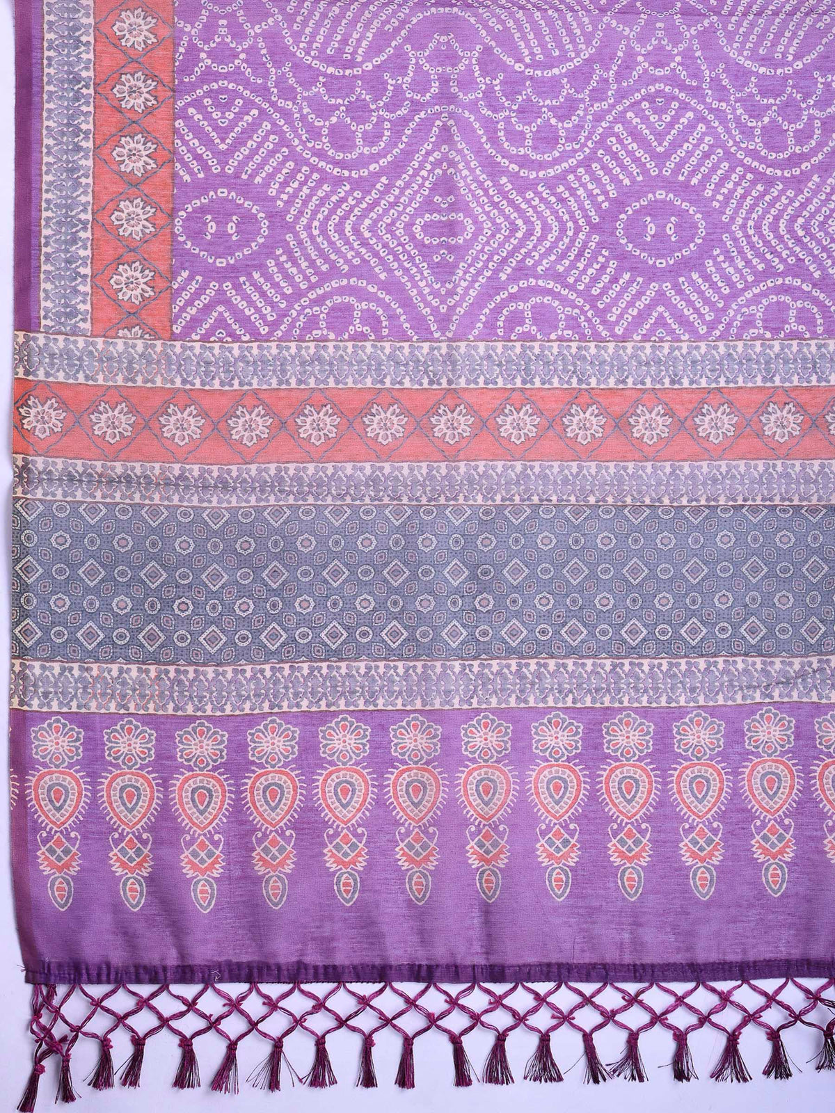 Wine Cotton Blend Printed Sarees