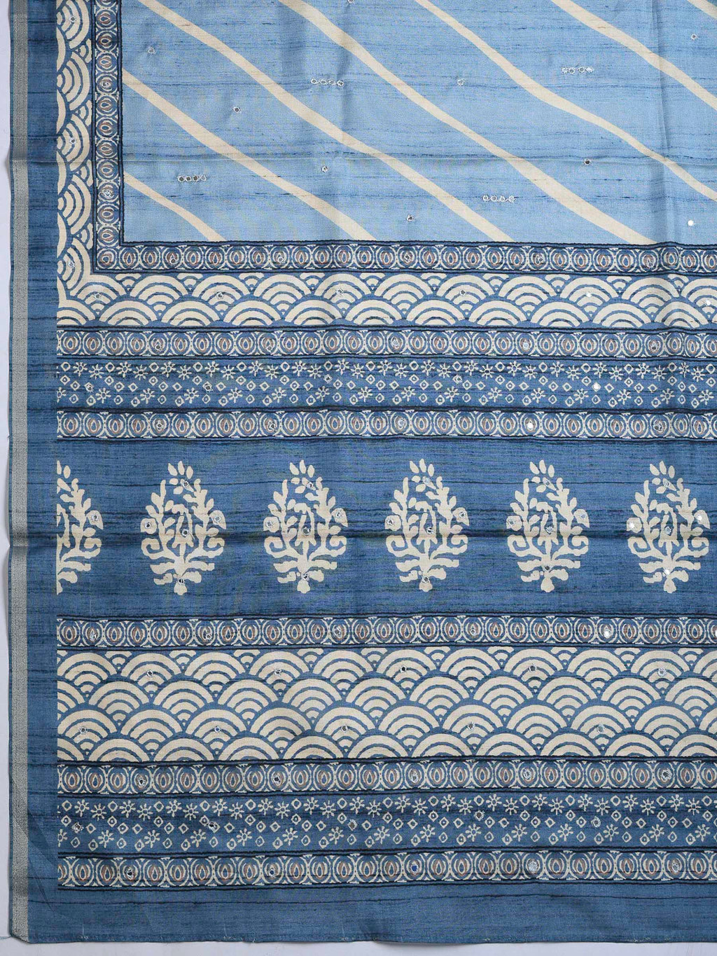 Blue Art Silk Printed Sarees