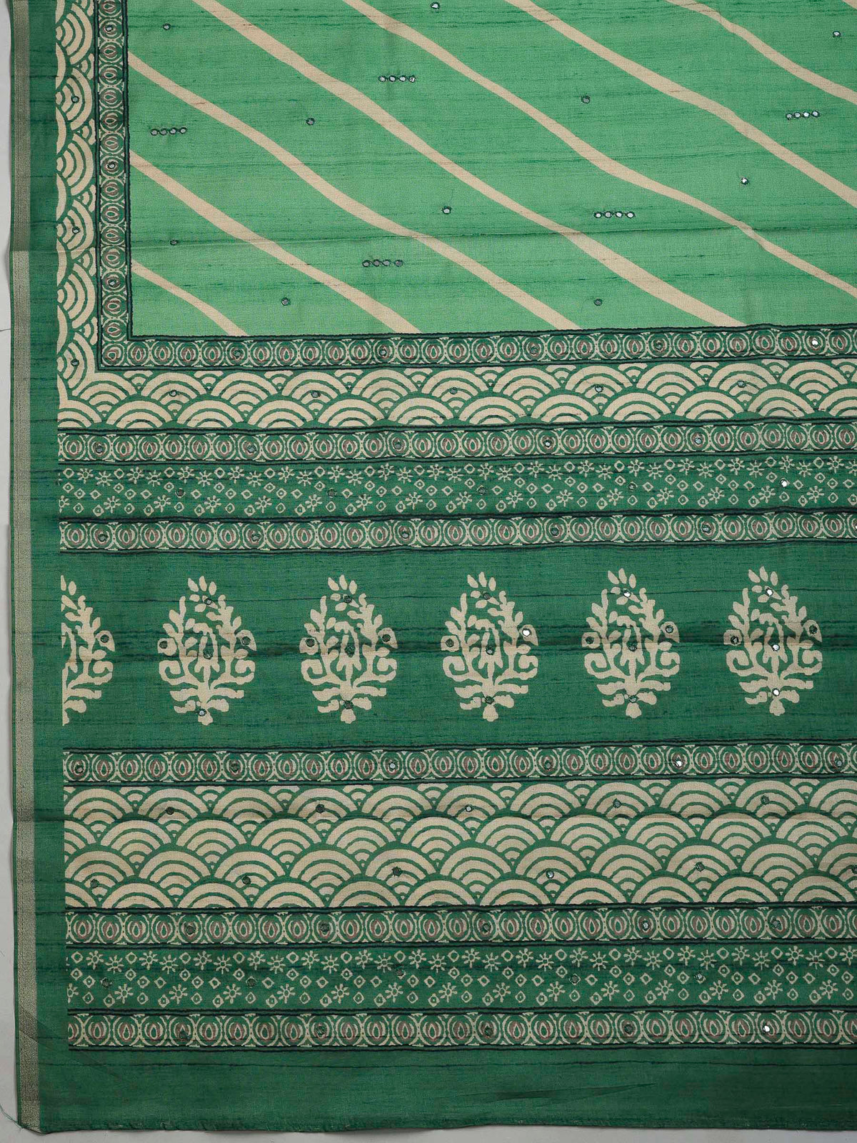 Green Art Silk Printed Sarees