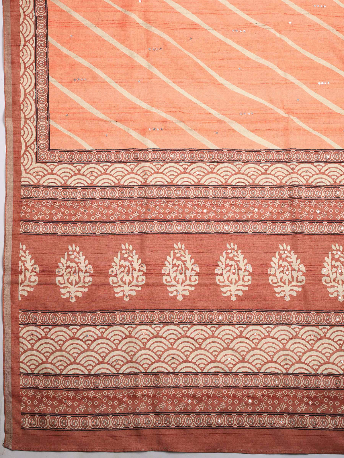 Peach Art Silk Printed Sarees
