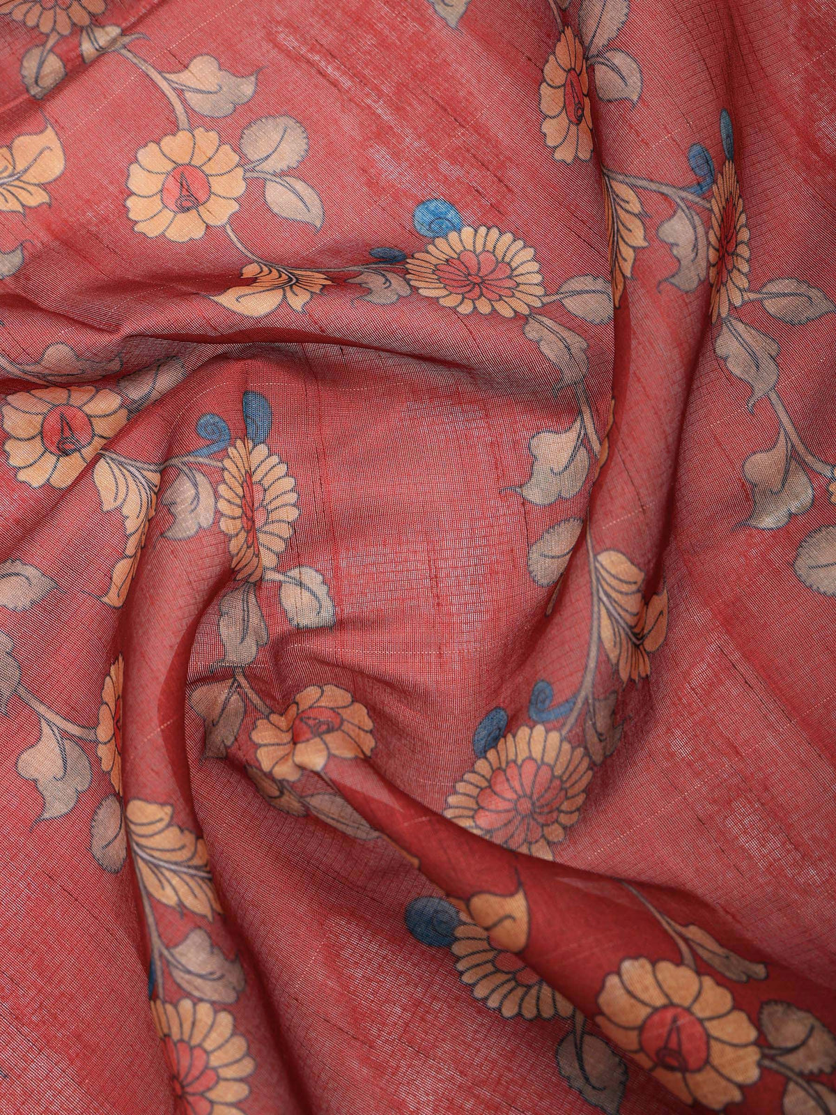 Maroon Cotton Blend Printed Saree
