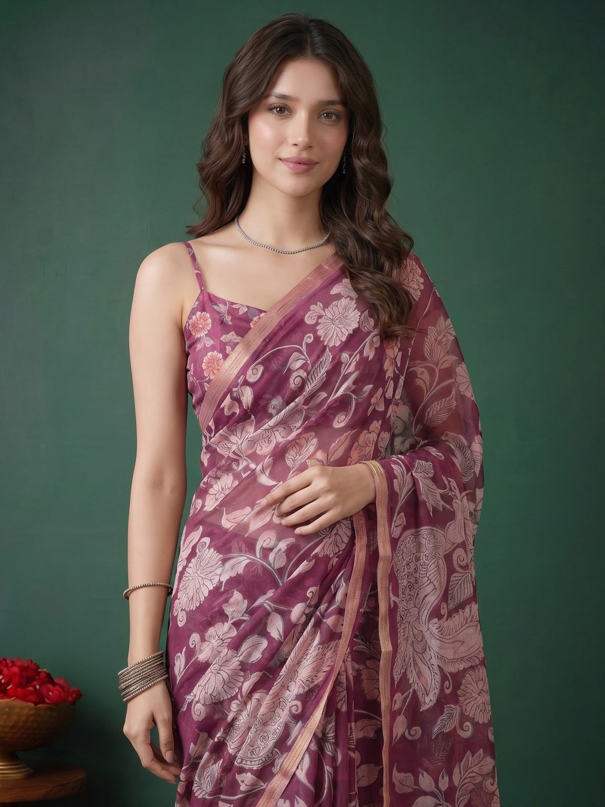 Rani Cotton Blend Printed Saree