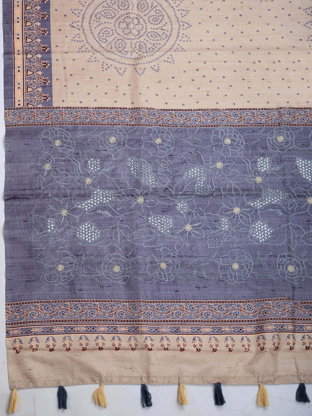 Grey Art Silk Printed Saree