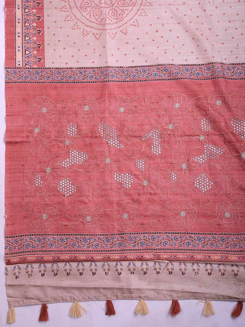 Peach Art Silk Printed Sarees