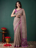 Lavender Art Silk Printed Saree