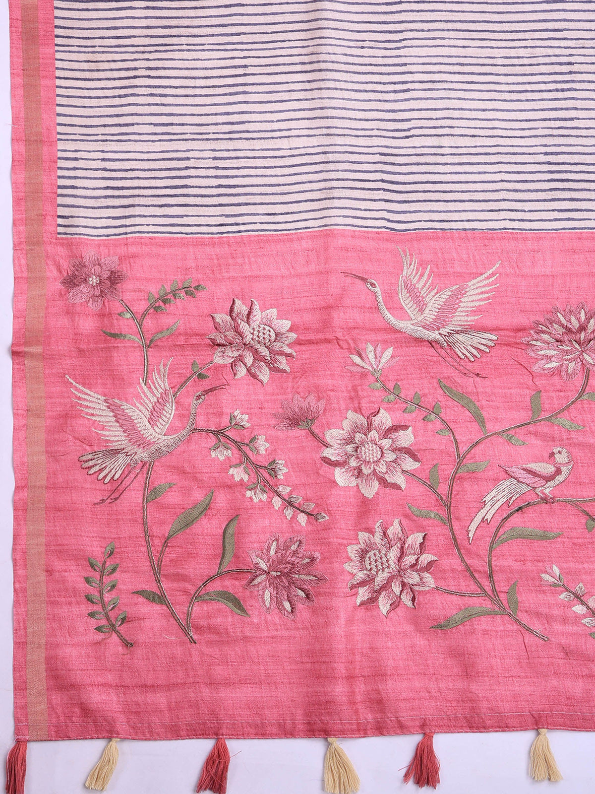 Pink Art Silk Printed Saree