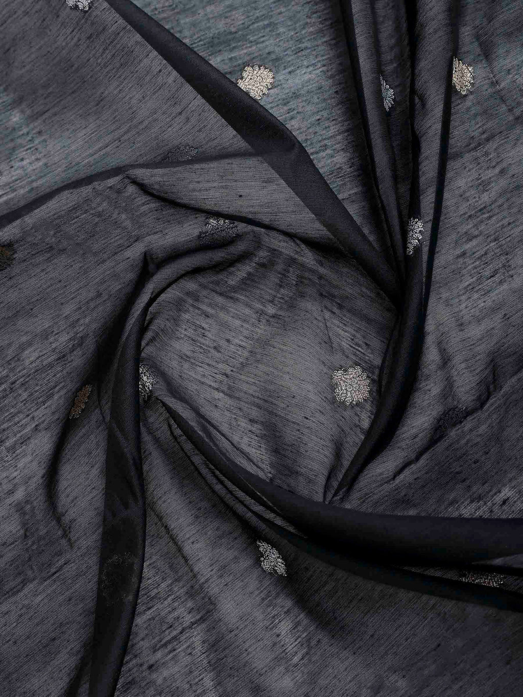 Black Cotton Blend Woven Saree