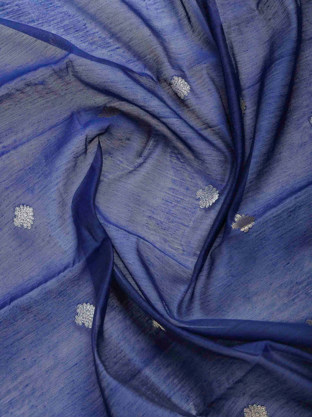 Navy Blue Cotton Blend Woven Saree