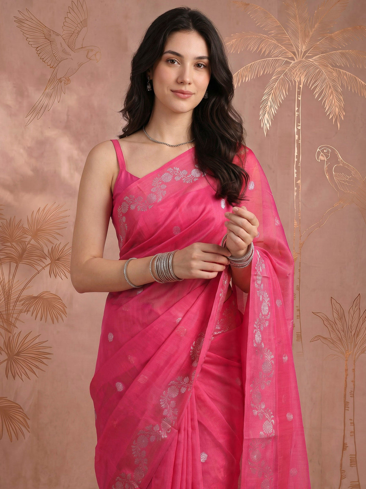 Rani Cotton Blend Woven Saree