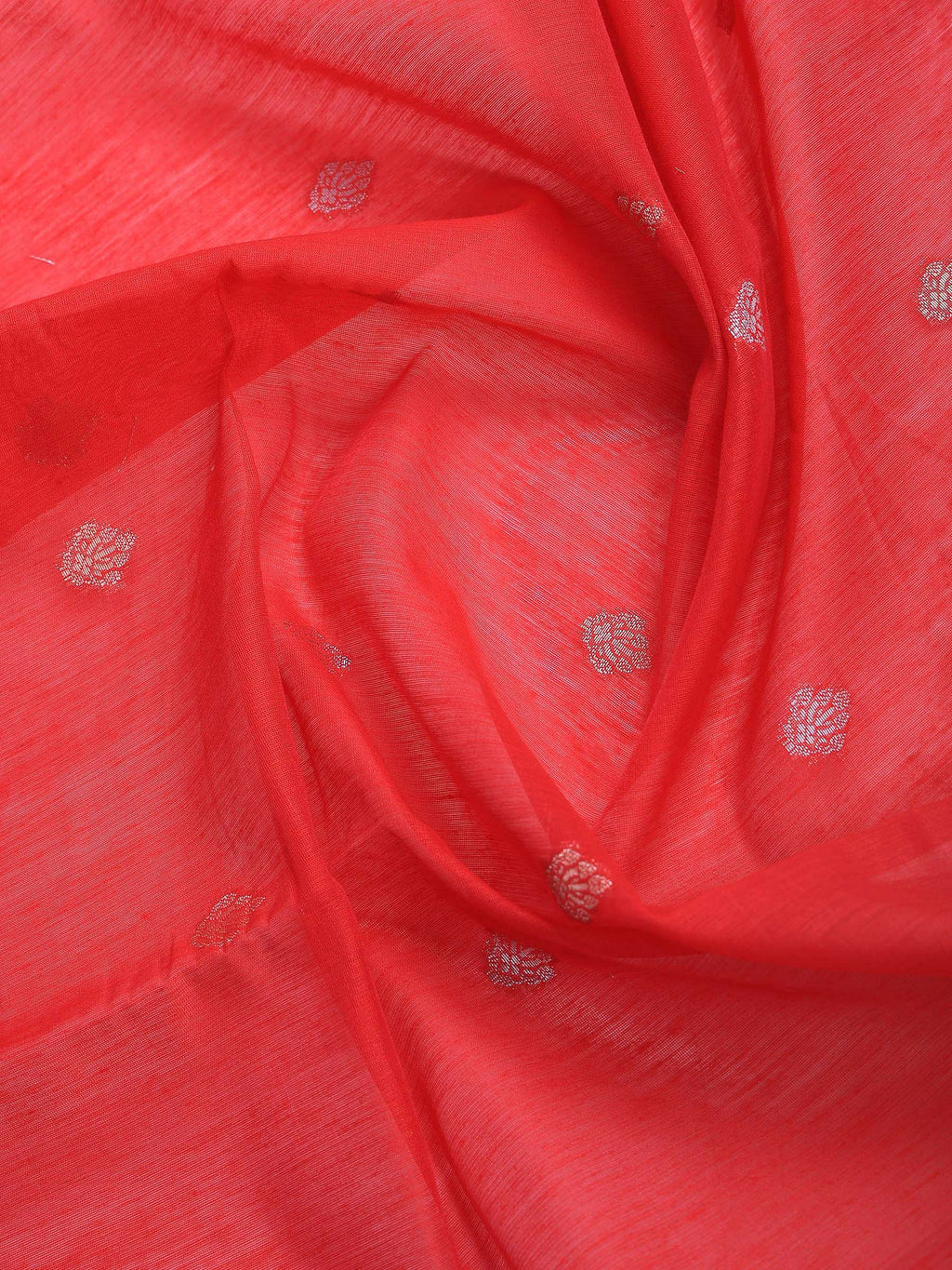 Red Cotton Blend Woven Saree